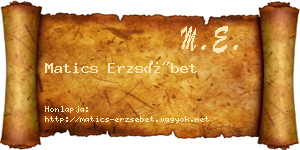 Matics Erzsébet névjegykártya